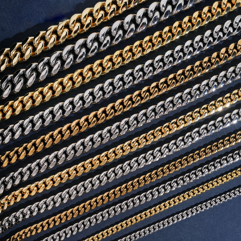 GL 6mm Stainless Steel Silver Moissanite Button End Cuban Chain