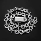 21.4MM S925 Silver Infinity Cross Charm VVS Moissanite Cuban Chain Necklace