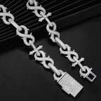 21.4MM S925 Silver Infinity Cross Charm VVS Moissanite Cuban Chain Necklace