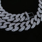 12MM S925 Silver 2 Rows VVS Moissnaite Miami Cuban Link Chain