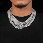 13MM S925 Silver 2 Rows VVS Moissanite EDG Cuban Link Chain Necklace