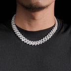 13MM S925 Silver 2 Rows VVS Moissanite EDG Cuban Link Chain Necklace