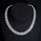 13MM S925 Silver 2 Rows VVS Moissanite EDG Cuban Link Chain Necklace