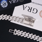 13MM S925 Silver 2 Rows VVS Moissanite EDG Cuban Link Chain Necklace