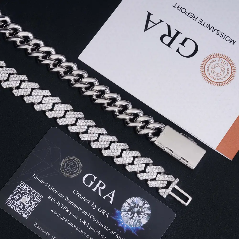 13MM 2 Rows VVS Moissanite EDG Cuban Link Chain Necklace