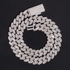15MM S925 Silver Oval Baguette VVS Moissanite Cuban Link Chain