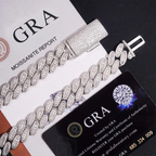 15MM S925 Silver Oval Baguette VVS Moissanite Cuban Link Chain