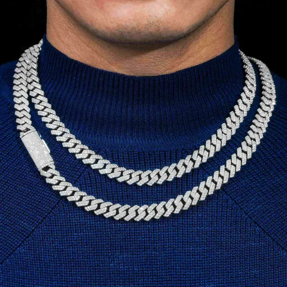 10MM 2 Rows VVS Moissanite Edge Cuban Link Chain