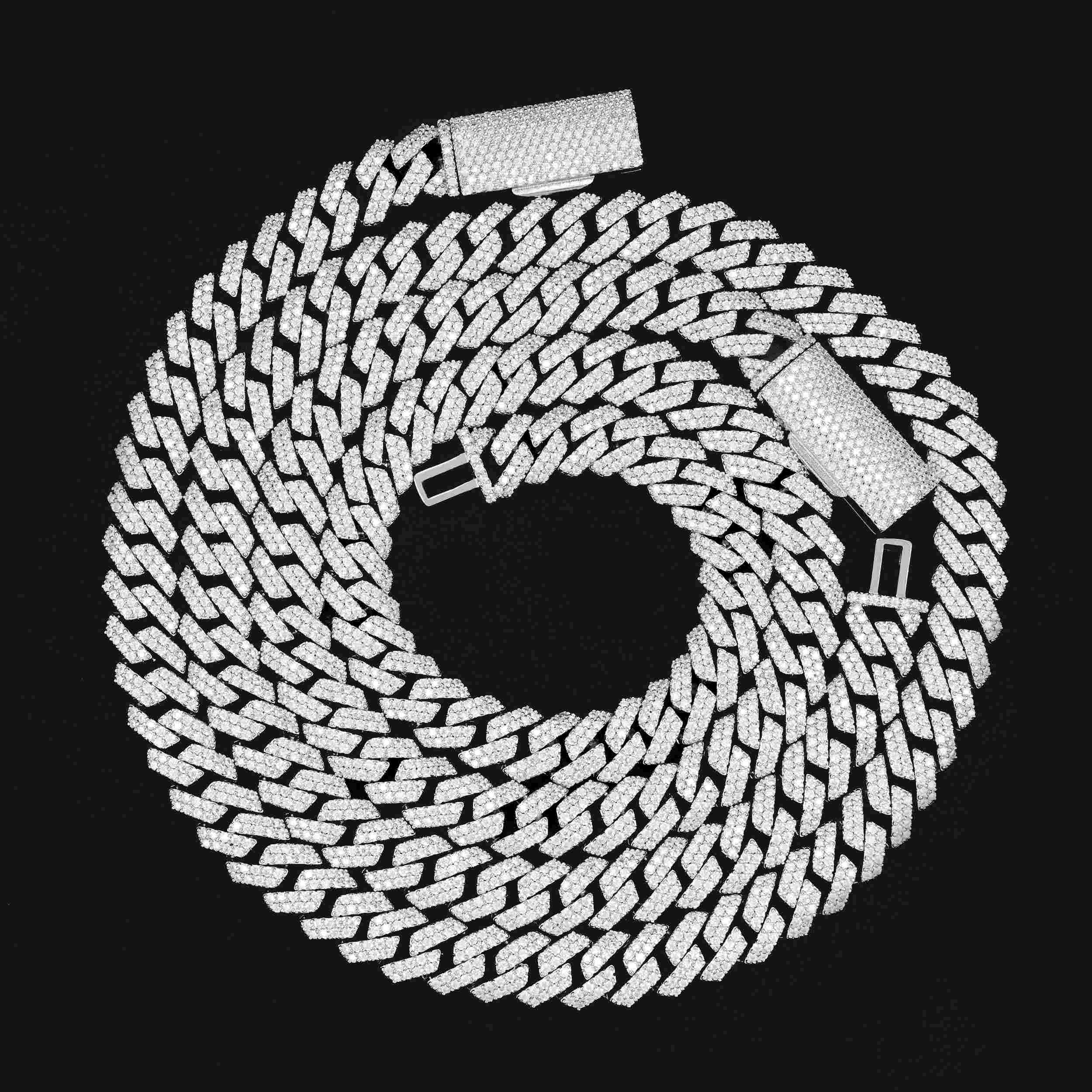 10MM 2 Rows VVS Moissanite Edge Cuban Link Chain