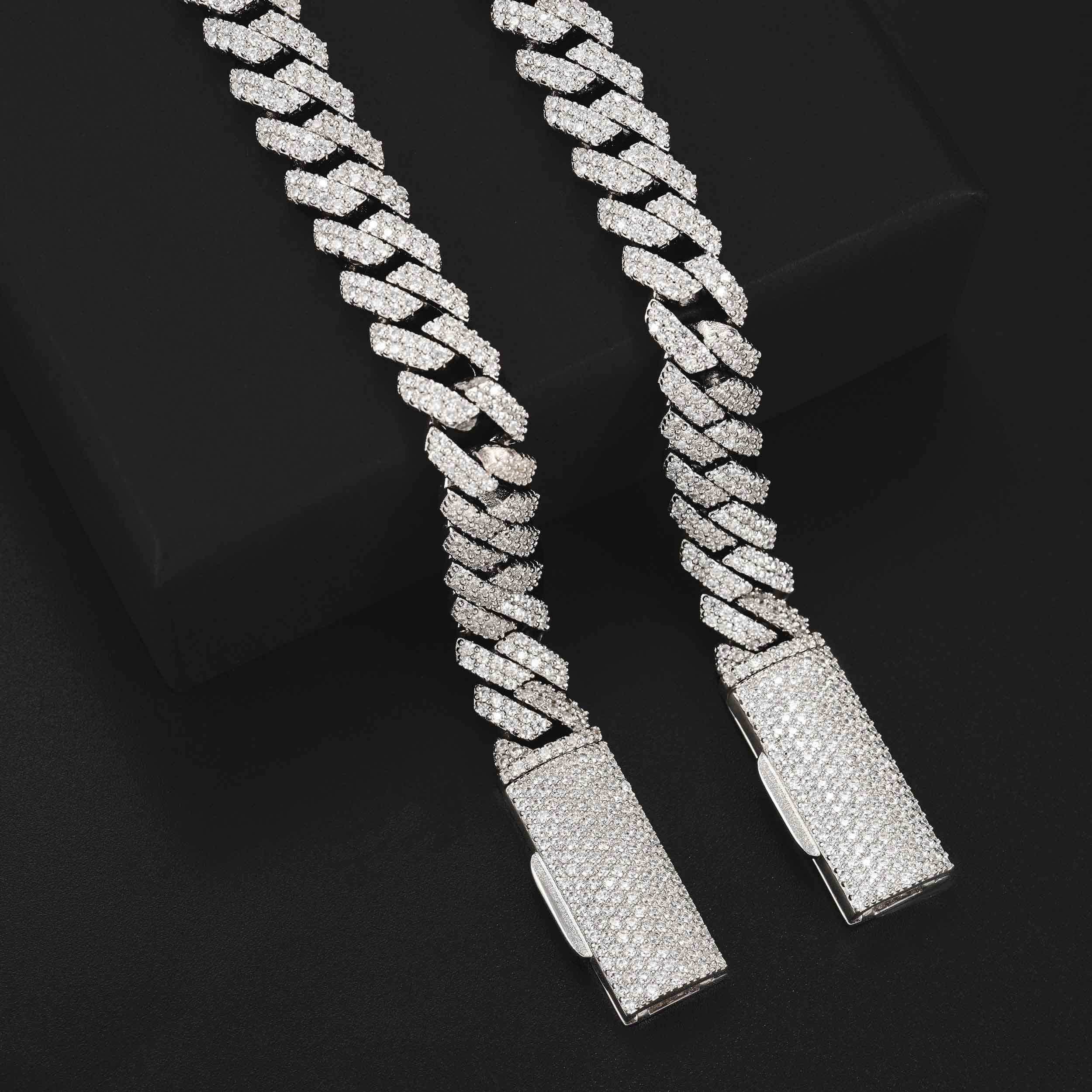 10MM 2 Rows VVS Moissanite Edge Cuban Link Chain