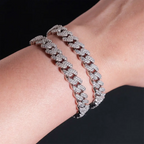 8MM S925 Silver 2 Rows VVS Moissanite Miami Cuban link Chain