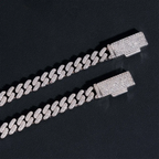 8MM S925 Silver 2 Rows VVS Moissanite Miami Cuban link Chain