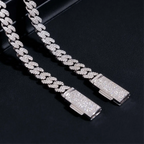 8MM S925 Silver 2 Rows VVS Moissanite Miami Cuban link Chain