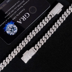 8MM S925 Silver 2 Rows VVS Moissanite Miami Cuban link Chain