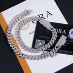 8MM S925 Silver 2 Rows VVS Moissanite Miami Cuban link Chain