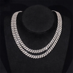 8MM S925 Silver 2 Rows VVS Moissanite Miami Cuban link Chain