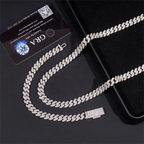 8MM S925 Silver 2 Rows VVS Moissanite Miami Cuban link Chain