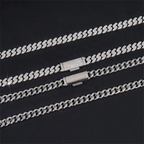 8MM S925 Silver 2 Rows VVS Moissanite Miami Cuban link Chain