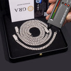 8MM S925 Silver 2 Rows VVS Moissanite Miami Cuban link Chain