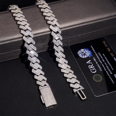 14MM 2 Rows Iced Out VVS Moissanite EDG Cuban Link