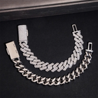14MM S925 Silver 2 Rows Iced Out VVS Moissanite EDG Cuban Link