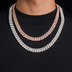 GL 10mm Mixed Baguette With Round Cuban Chain