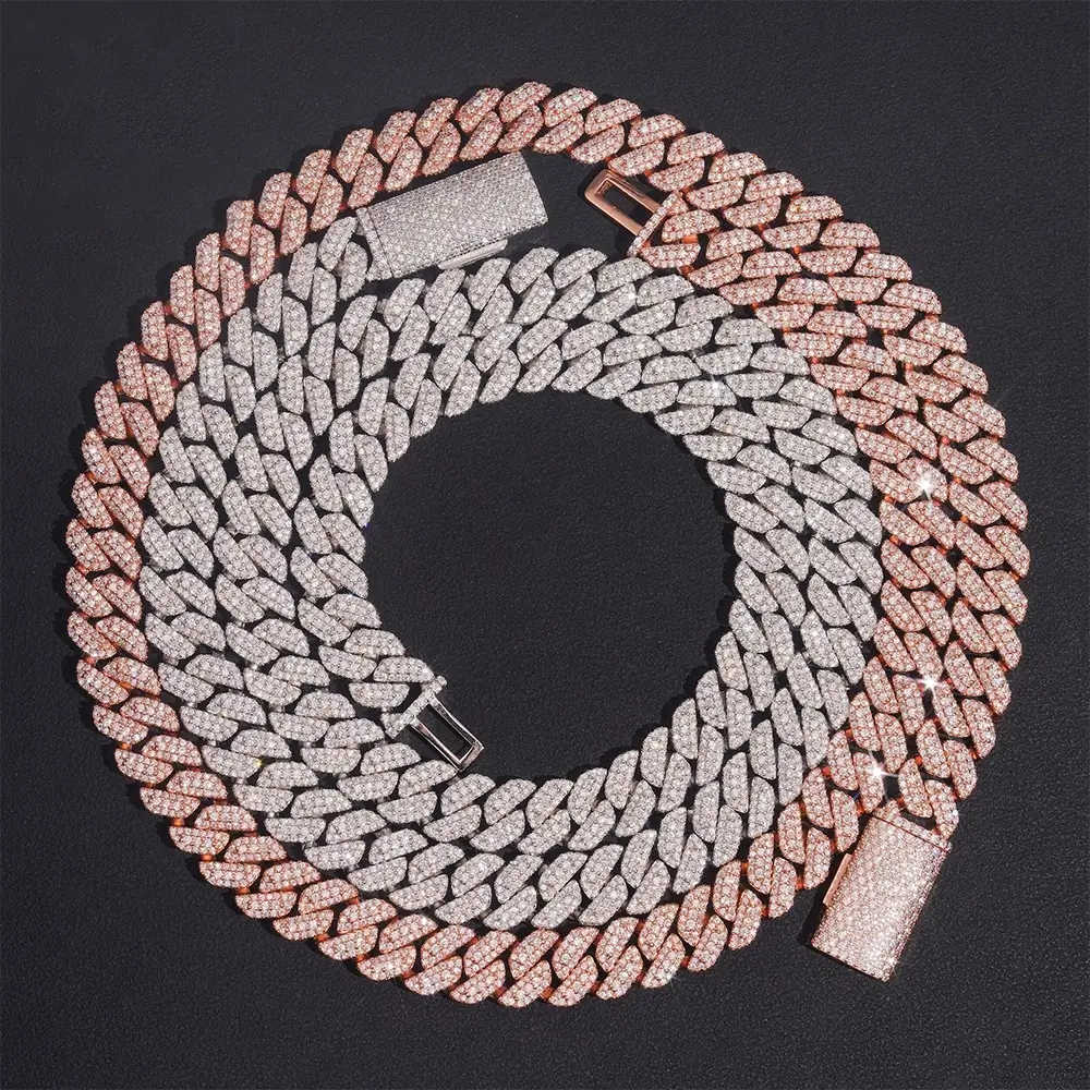 GL 10mm Mixed Baguette With Round Cuban Chain