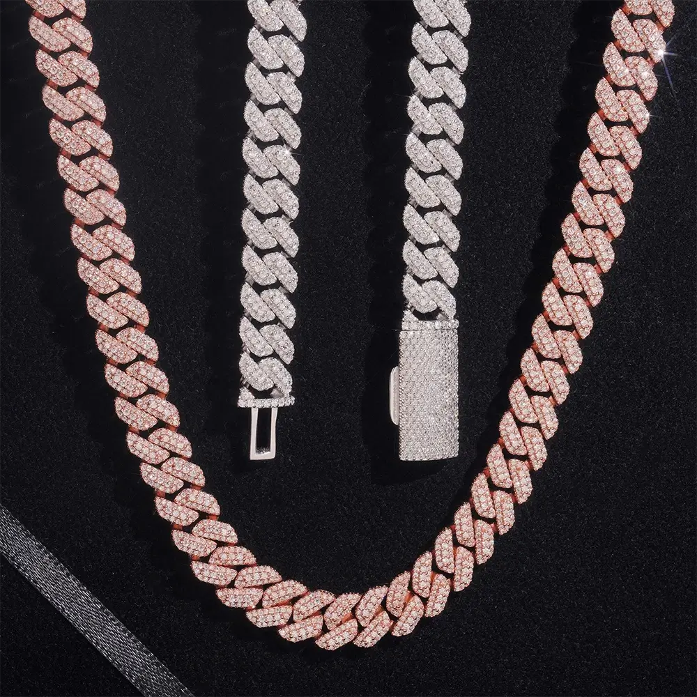 GL 10mm Mixed Baguette With Round Cuban Chain