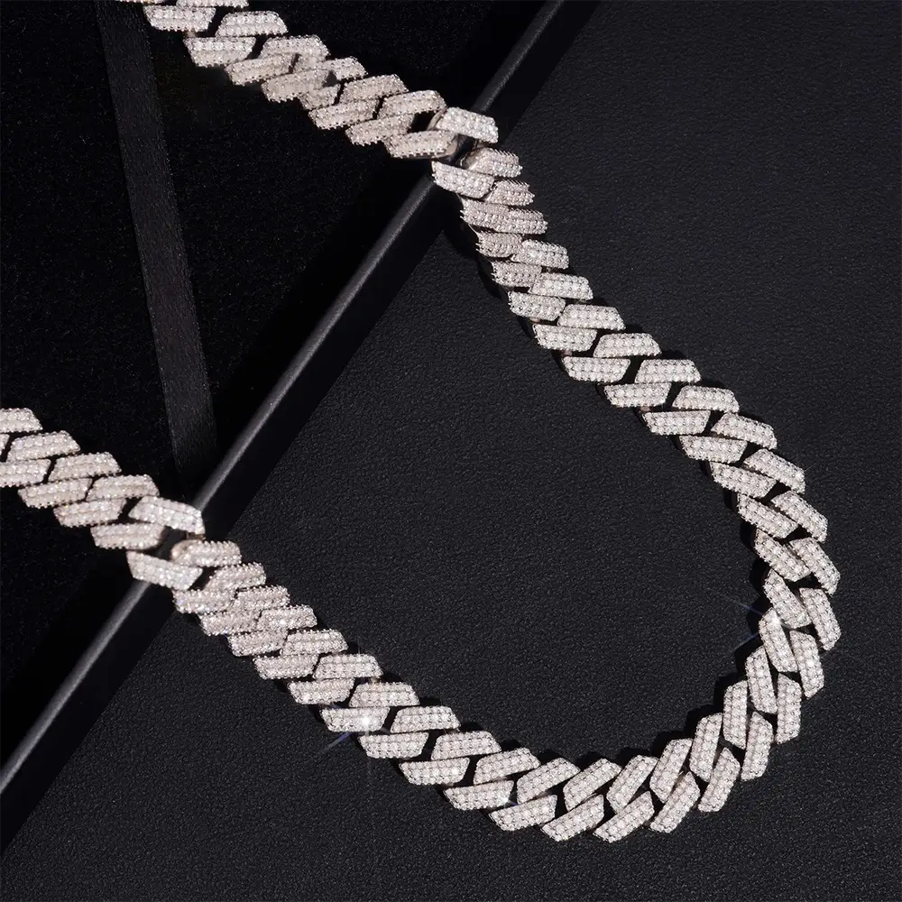 12.5MM Iced Out Baguette Moissanite Cuban Link Chain