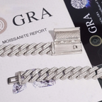 12.5MM S925 Silver Iced Out Baguette VVS Moissanite Cuban Link Chain