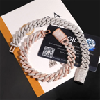 12.5MM S925 Silver Iced Out Baguette VVS Moissanite Cuban Link Chain