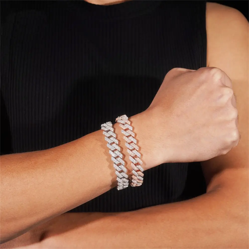12.5MM S925 Silver Iced Out Baguette VVS Moissanite Cuban Link Chain