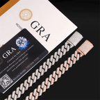 12.5MM S925 Silver Iced Out Baguette VVS Moissanite Cuban Link Chain