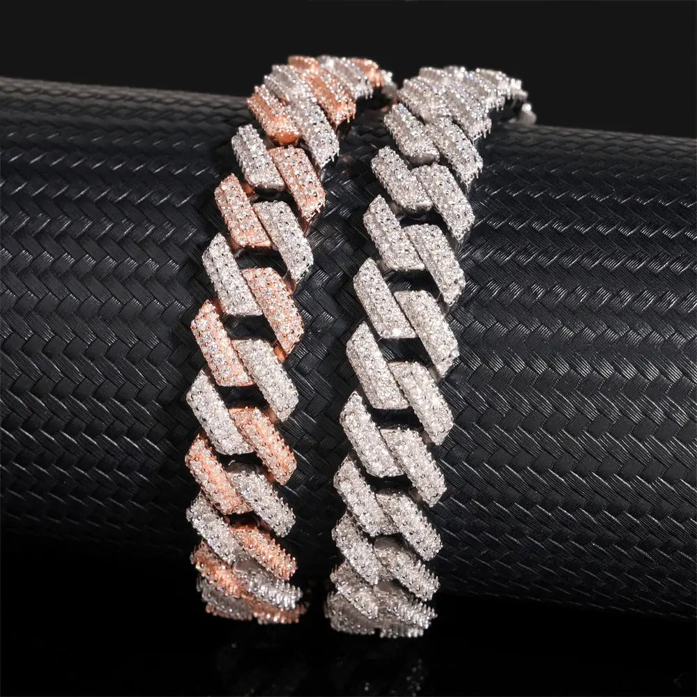 12.5MM S925 Silver Iced Out Baguette VVS Moissanite Cuban Link Chain