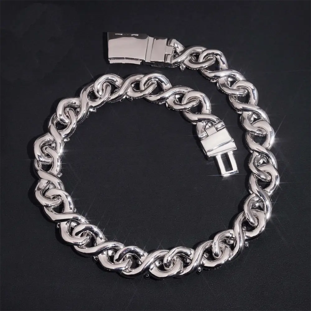 18MM Flower Link Chain VVS Moissanite Diamond Chain