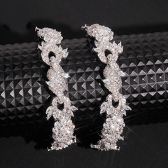 GL 15mm Flower Shape 925 Sterling Silver Iced Out Hip Hop 5A+  Diamond Bracelet Necklace