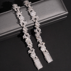 GL 15mm Flower Shape S925 Plated Iced Out Hip Hop 5A+  Diamond Bracelet Necklace