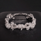 GL 15mm Flower Shape S925 Plated Iced Out Hip Hop 5A+  Diamond Bracelet Necklace