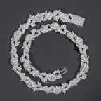 GL 15mm Flower Shape S925 Plated Iced Out Hip Hop 5A+  Diamond Bracelet Necklace