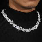 GL 15mm Flower Shape S925 Plated Iced Out Hip Hop 5A+  Diamond Bracelet Necklace