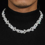 GL 15mm Flower Shape S925 Plated Iced Out Hip Hop 5A+  Diamond Bracelet Necklace
