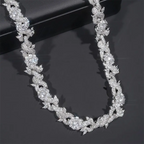 GL 15mm Flower Shape S925 Plated Iced Out Hip Hop 5A+  Diamond Bracelet Necklace