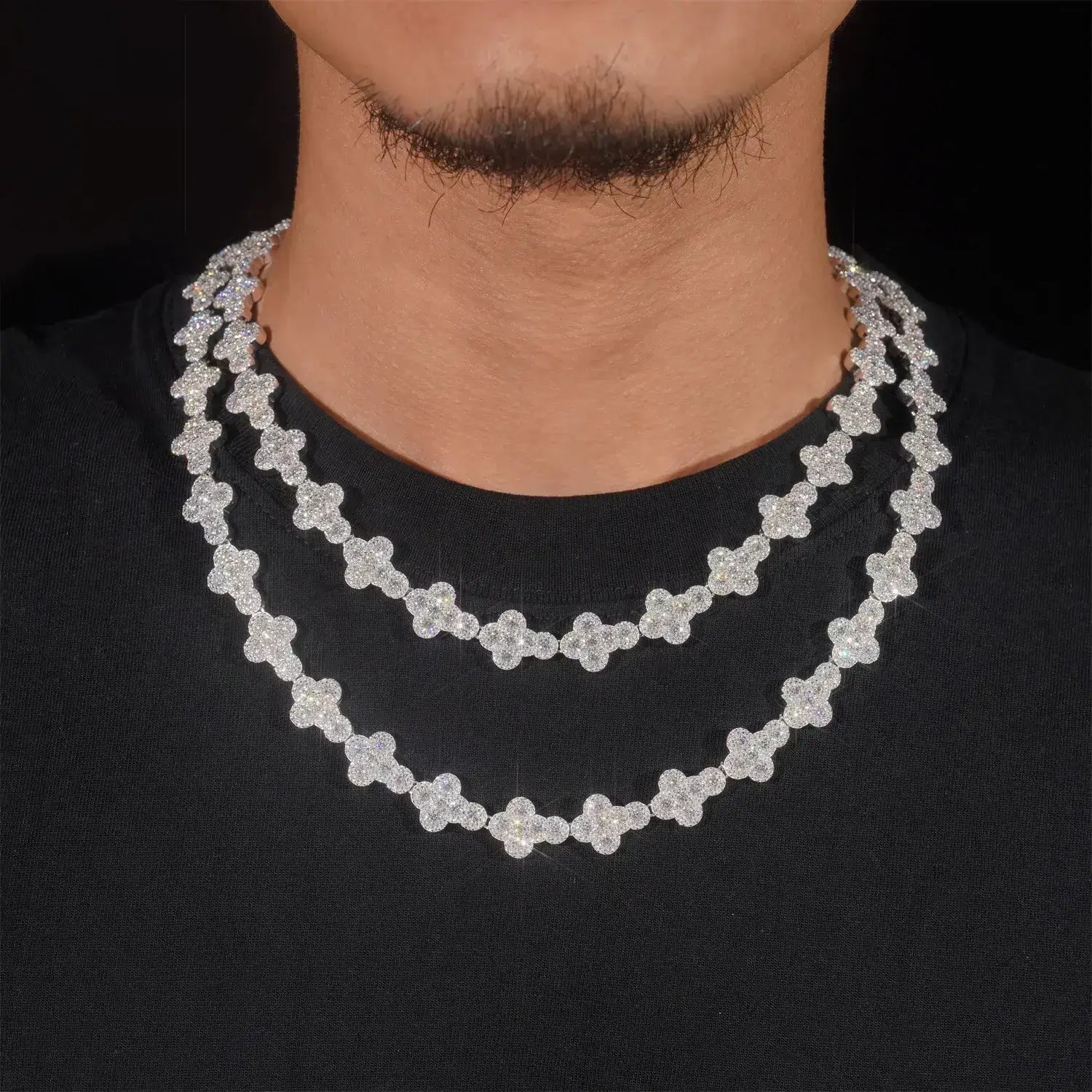 13MM Flower Shaped Cross VVS Moissanite Cuban Chain Main image