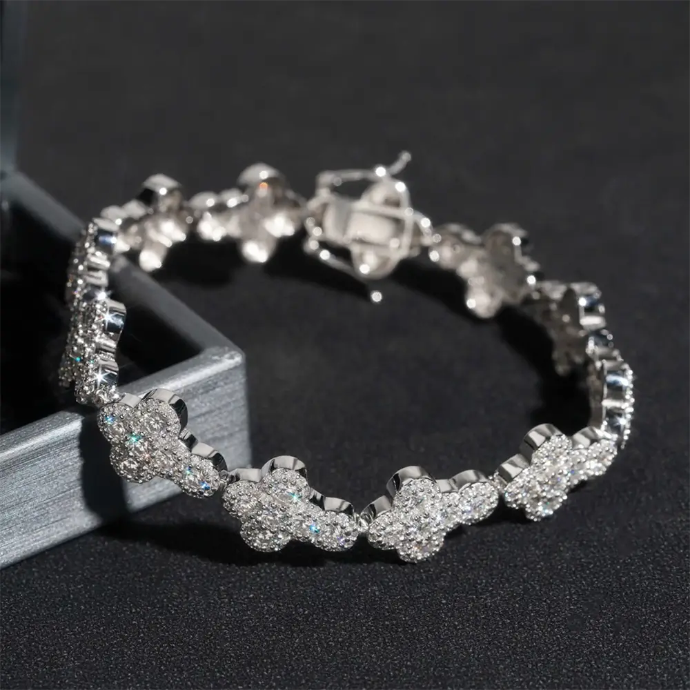 13MM Flower Shaped Cross VVS Moissanite Cuban Chain