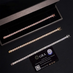 6mm Halo Moissanite Tennis Chain - 16K Gold