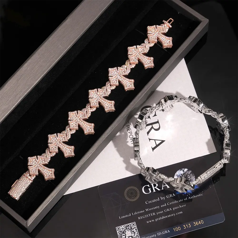 8MM S925 Silver Infinity Cross VVS Moissanite Bracelet