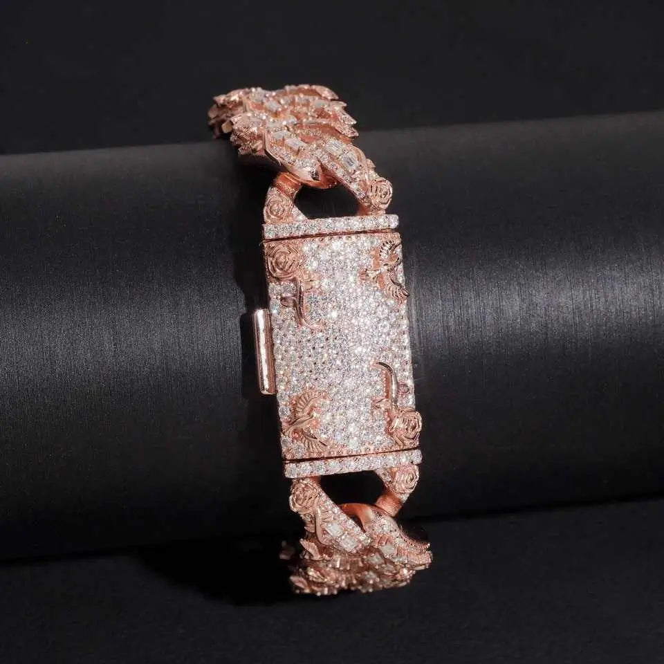 16MM Rose and Pigeon VVS Moissanite Bracelet