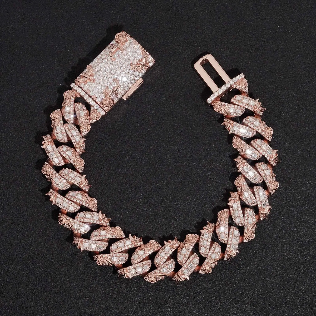 16MM Rose and Pigeon VVS Moissanite Bracelet