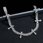 6MM Single Row VVS Moissanite Cuban Chain with 13mm Cross Link