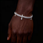 6MM Single Row VVS Moissanite Cuban Chain with 13mm Cross Link